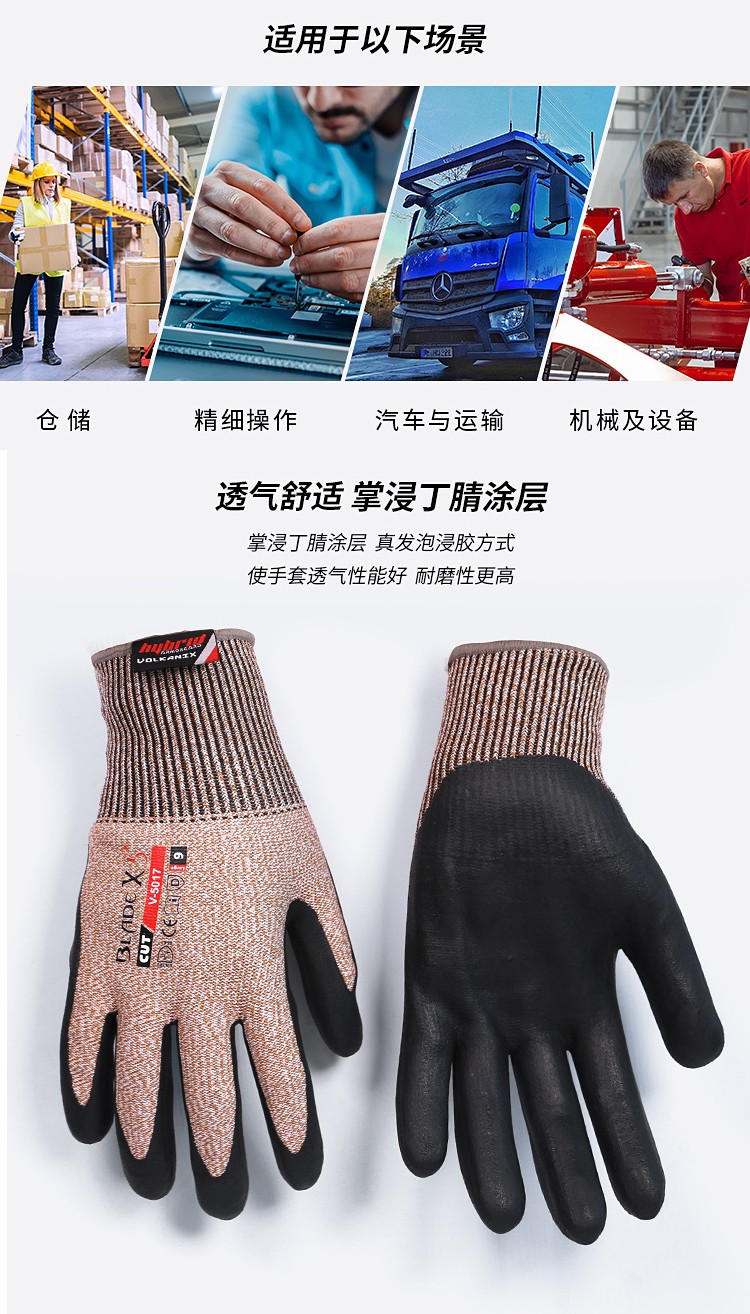 赛立特V-5017丁腈涂层5级防割手套图片3
