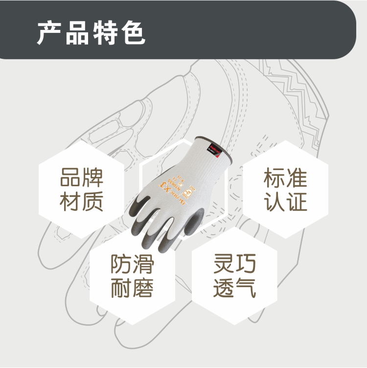 赛立特N10655-10PU涂层3级防割手套图片3