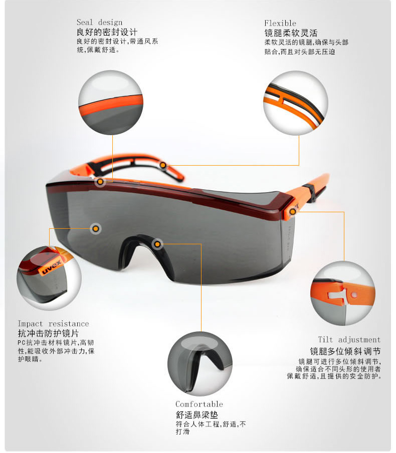UVEX优唯斯9064246防雾防刮擦防化防护眼镜图片6